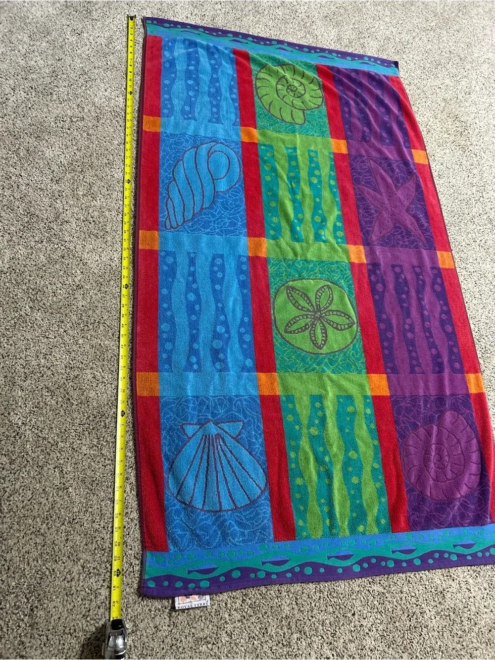 Vintage Barth & Dreyfuss Royal Terry Beach Theme W Vibrant Colors Beach Towel